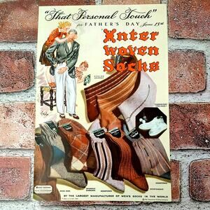InterWoven Socks - Vtg 1940s PRINT AD - That Personal Touch for‎ Father's Day